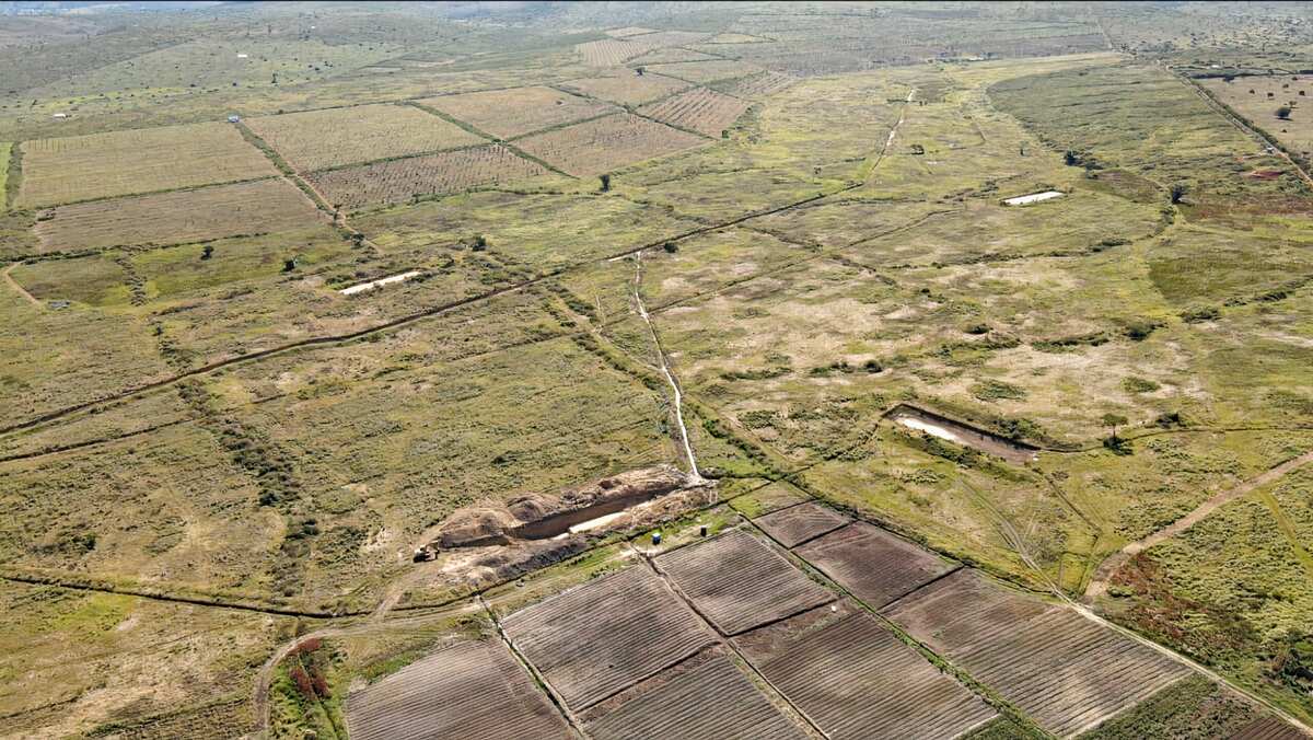 Aerial view of water infrastructure